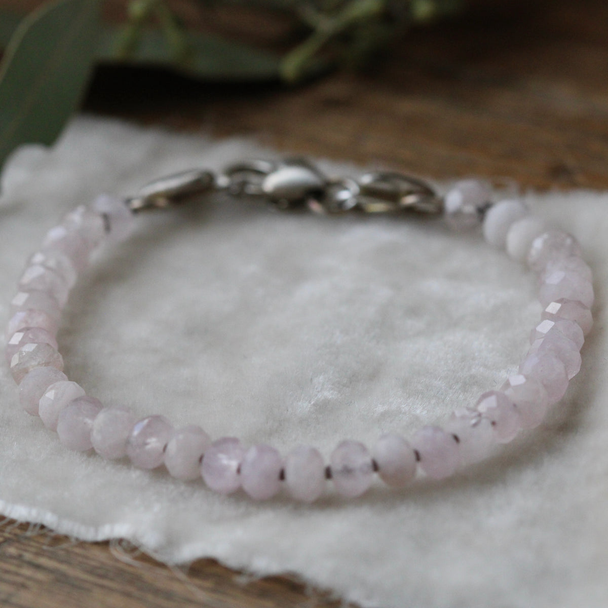 Clearance Sale Rose Quartz gemstone knotted bracelet