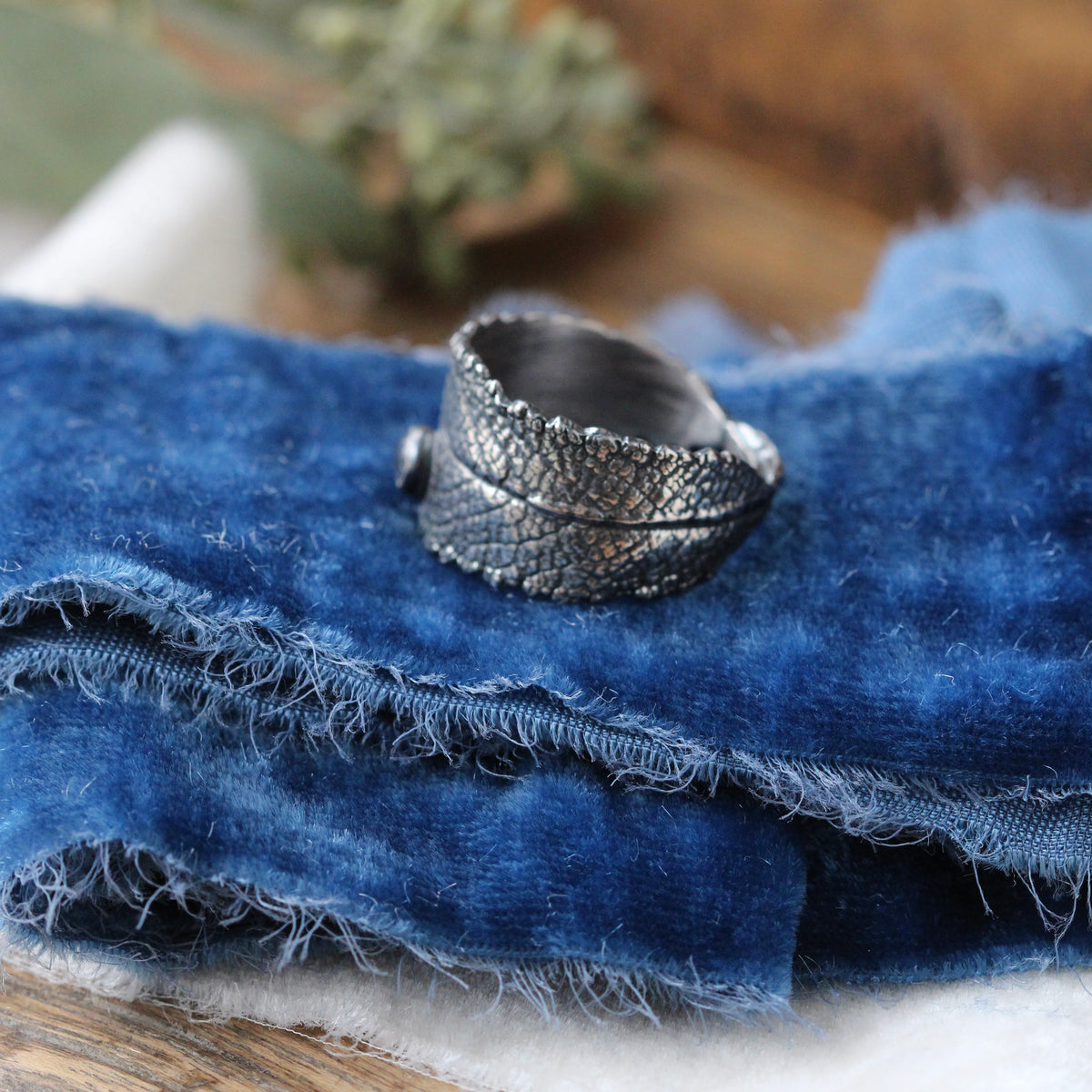 Black Sage and Moonstone sterling silver ring
