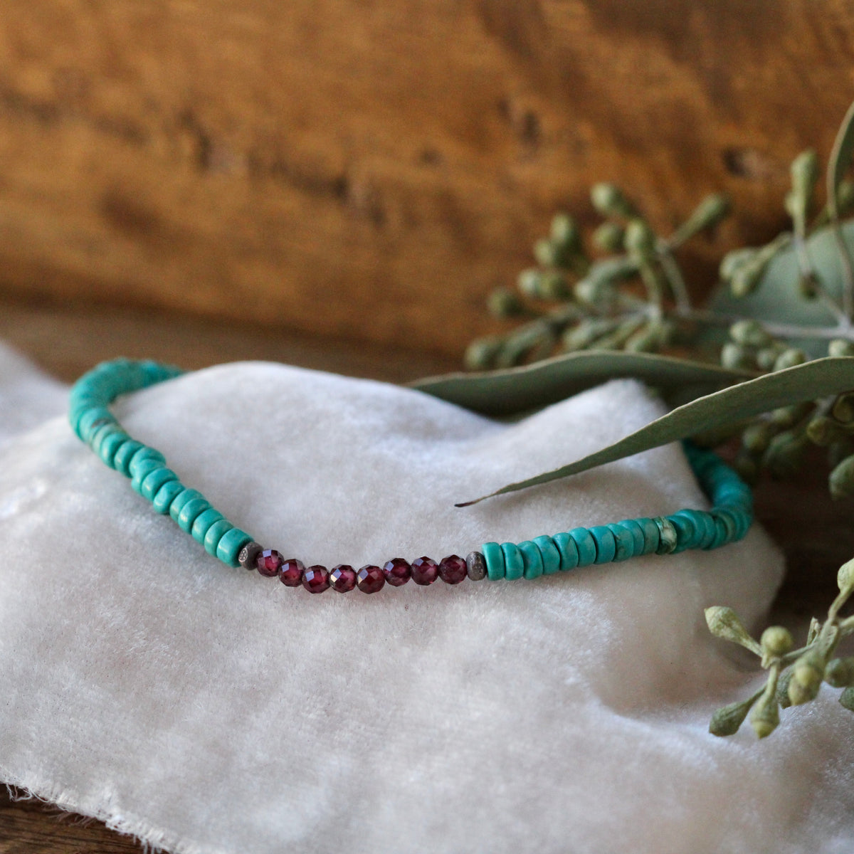 Clearance Sale Turquoise and Garnet Bracelet or anklet