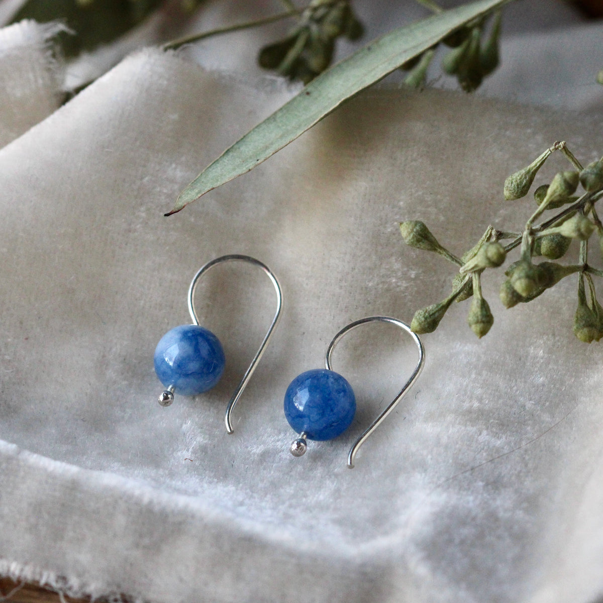 Clearance Sale little gemstone earrings  blue jade