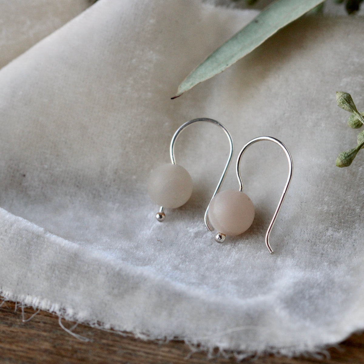 Clearance Sale little gemstone earrings  white peachy Agate