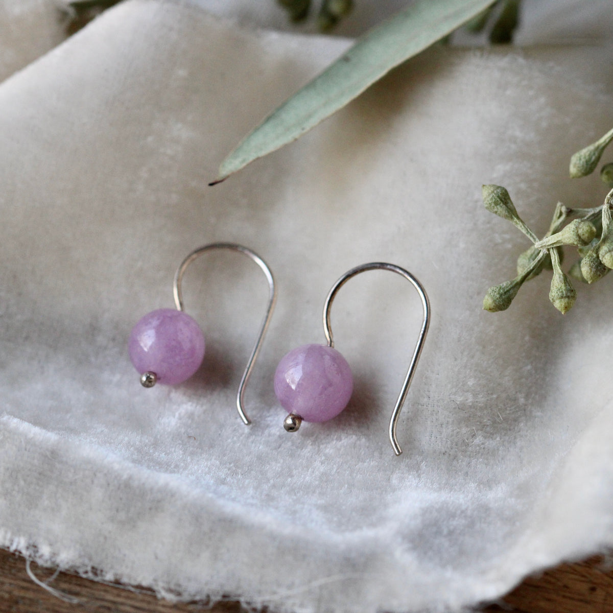 Clearance Sale little gemstone earrings  Pink Jade