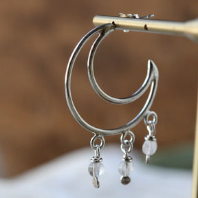 Clearance Sale Crescent Moon sterling silver and Moonstone earrings