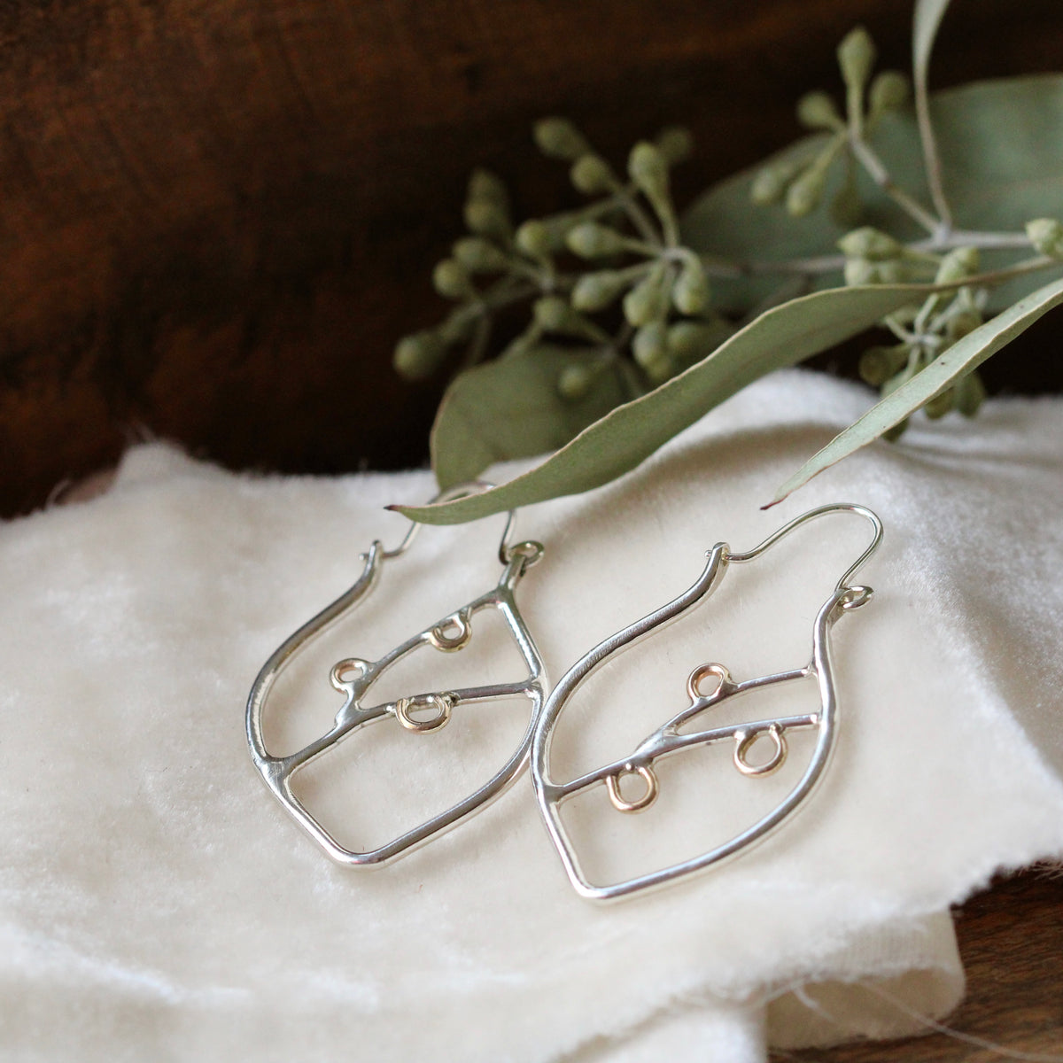 Clearance Sale Sterling and gold filled Vine and leaf statement earrings