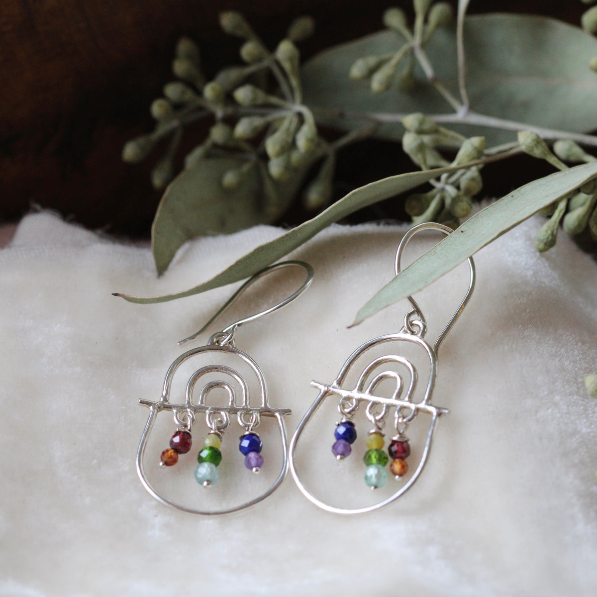 Joyful days Sterling Silver and mixed gemstone earrings.