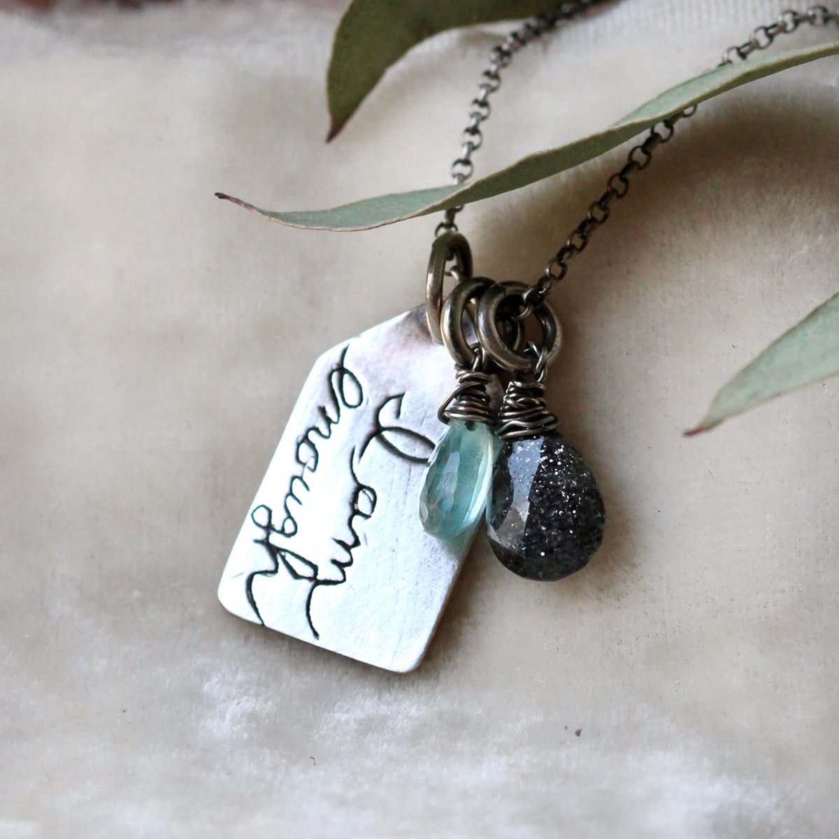 Clearance Sale I am Enough Necklace sterling and gemstones