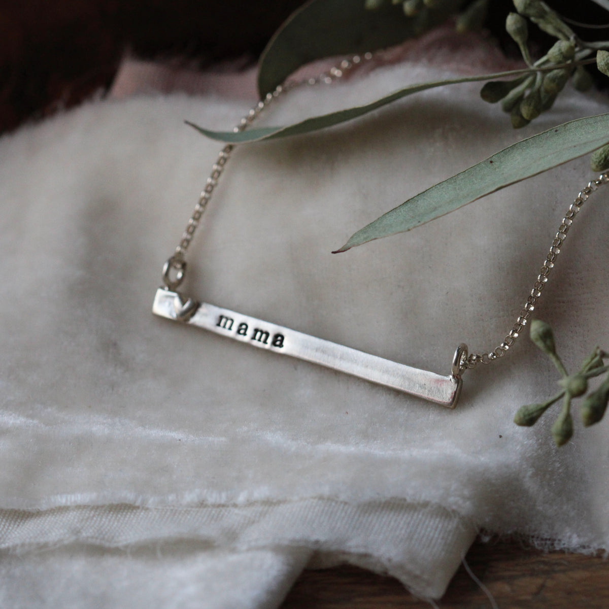Clearance Sale Sterling silver bar necklace stamped with mama