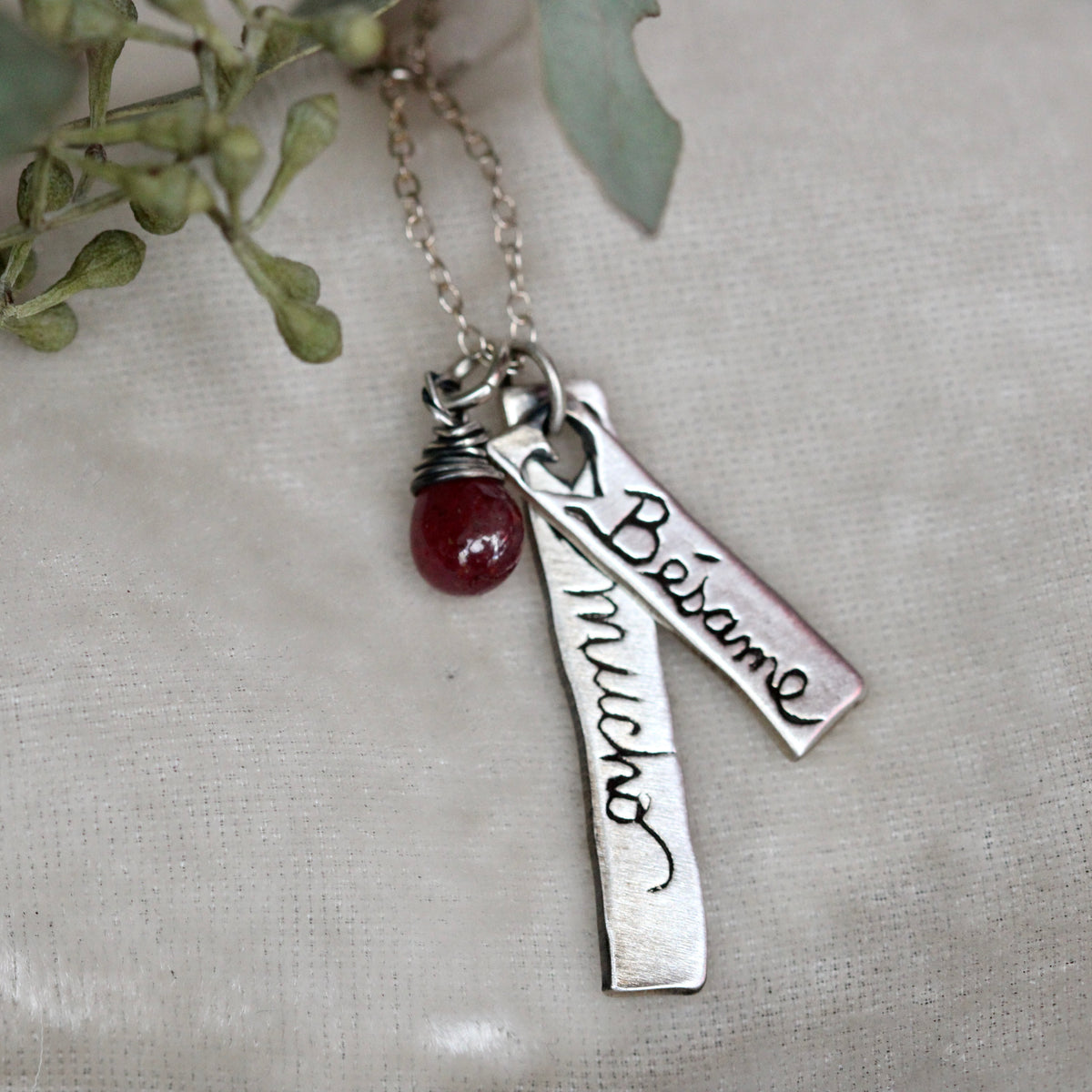 Beseme Mucho Sterling silver and ruby necklace