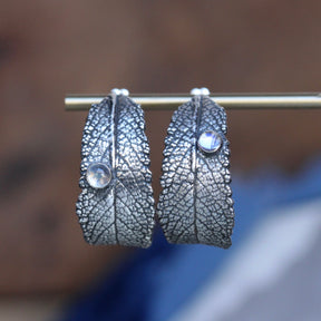 Black Sage and Moonstone sterling silver Hoop Earrings