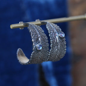 Black Sage and Moonstone sterling silver Hoop Earrings