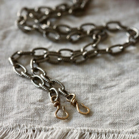 Interchangeable Necklace Sterling silver Chain with 14k gold hooks