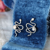 Sterling Silver Snake stud earrings with fresh water pearls