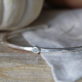 Birthstone Sterling Silver Stacking Cuff Bracelet