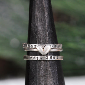sterling silver heart stacking ring