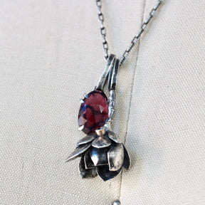 Succulent Branch with Aquamarine Sterling Silver Botanical Charm