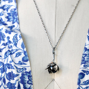 Succulent Branch with Aquamarine Sterling Silver Botanical Charm