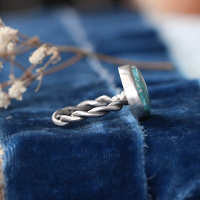 Whitewater Turquoise Ring with Handcrafted Sterling Silver Woven Band