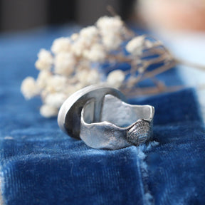 Campitos Turquoise Ring with Handcrafted Reticulated Sterling Silver with hand cast Shell