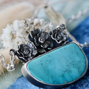 Morenci Turquoise and Sterling silver poppy Pendant Interchangeable Collection