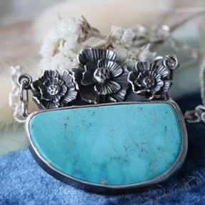 Morenci Turquoise and Sterling silver poppy Pendant Interchangeable Collection