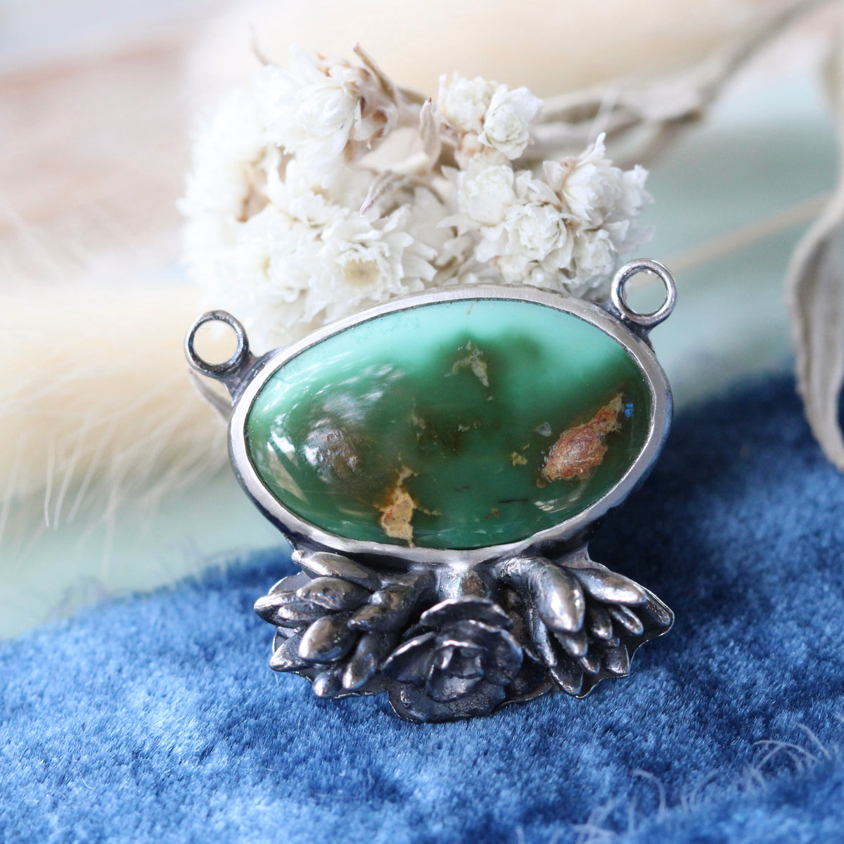 Royston Turquoise Pendant with Succulent Florals Interchangeable Collection