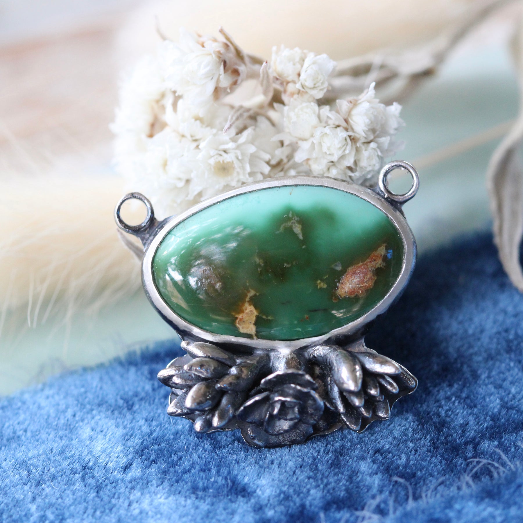 Royston Turquoise Pendant with Succulent Florals Interchangeable Collection