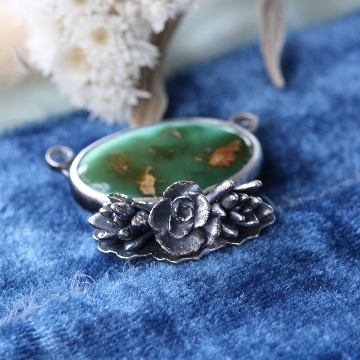 Royston Turquoise Pendant with Succulent Florals Interchangeable Collection