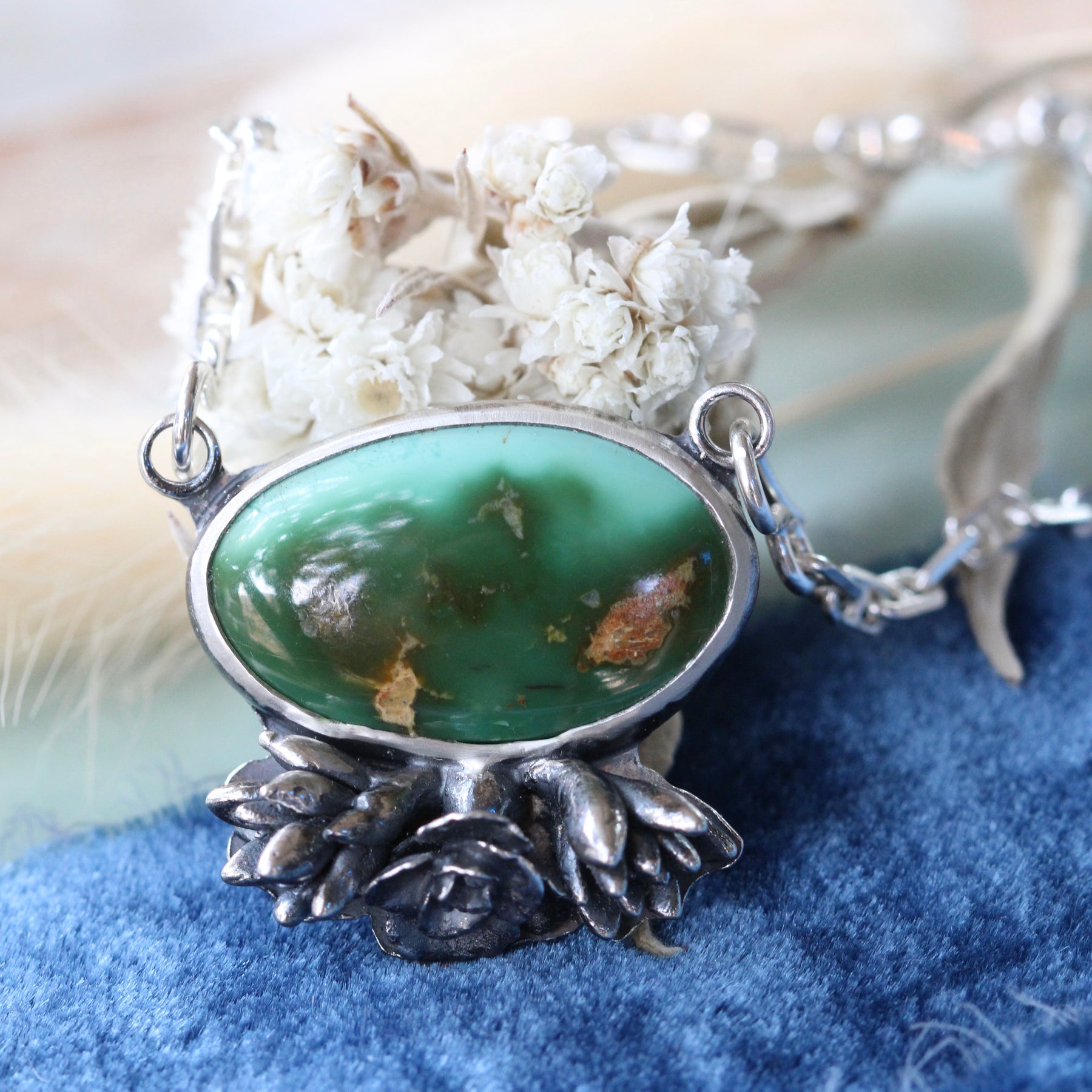 Royston Turquoise Pendant with Succulent Florals Interchangeable Collection