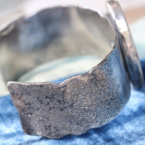 Royston Ribbon Turquoise Cuff Bracelet Reticulated Sterling Silver with Sculpted Heart