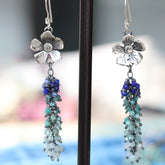 Sterling Silver Blossom Earrings with Lapis, Apatite, Amazonite & Aquamarine