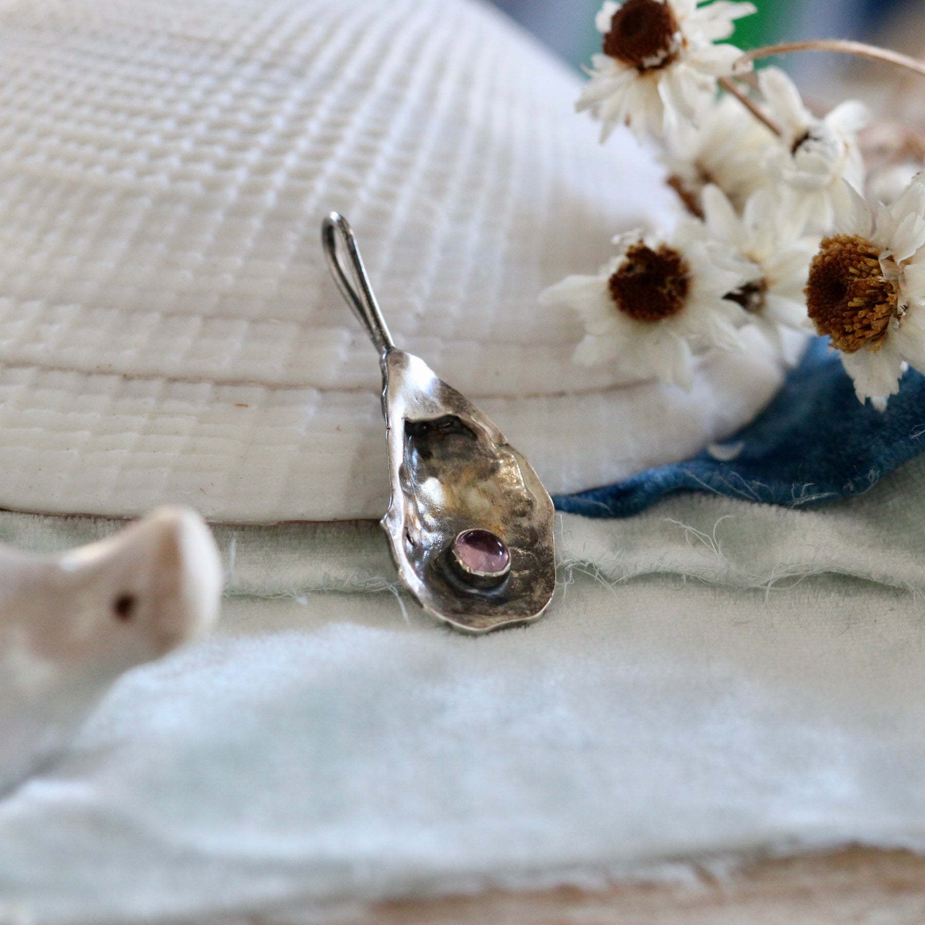Mussel Shell with Pink Tourmaline Charm Pacific Coast Collection