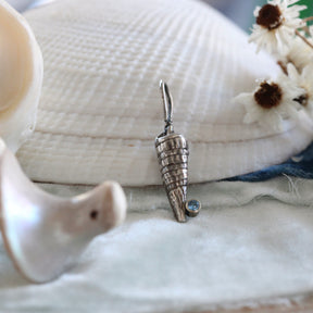 Long Spiral Shell with blue topaz Charm Pacific Coast Collection