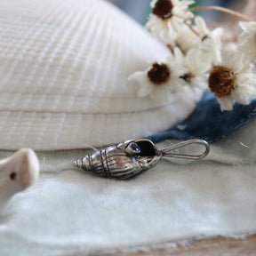 Coastal Spiral Shell Charm with blue zircon Pacific Coast Collection