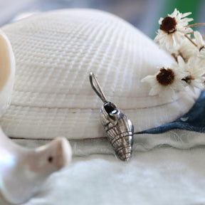 Coastal Spiral Shell Charm with blue zircon Pacific Coast Collection