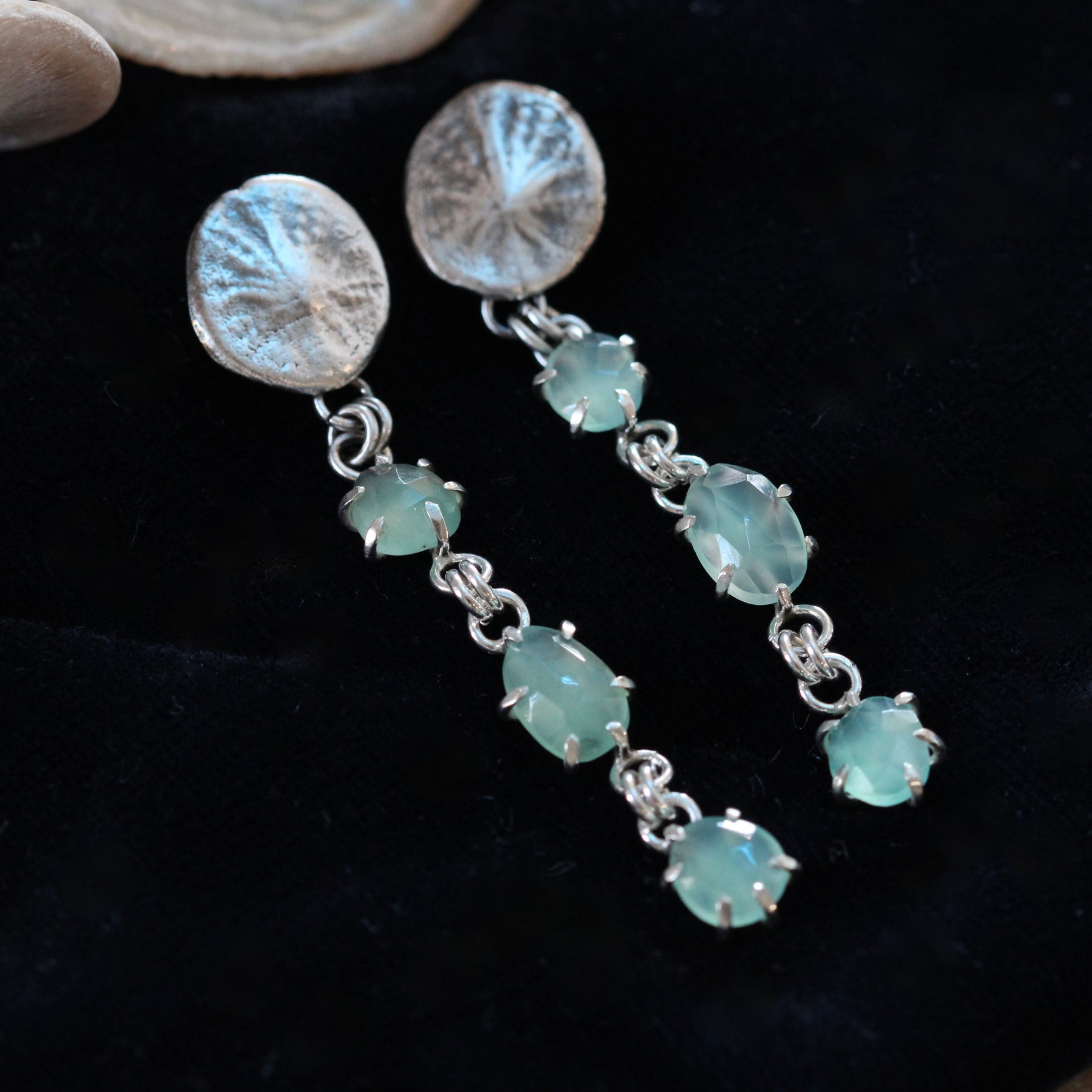 Sand Dollar and Peruvian Opal Post Earrings Pacific Coast Collection