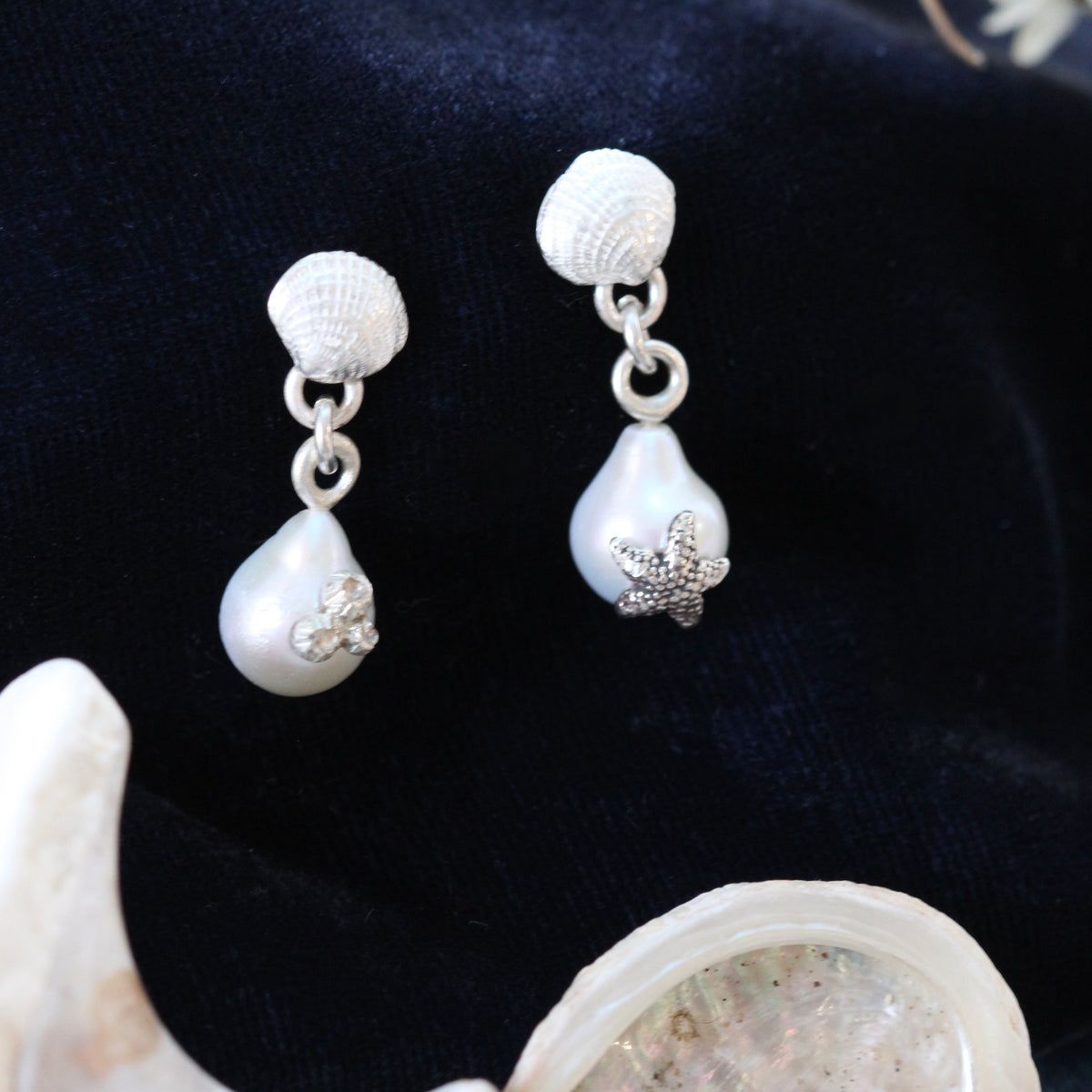 Pearl and Clam Shell Post Earrings Pacific Coast Collection