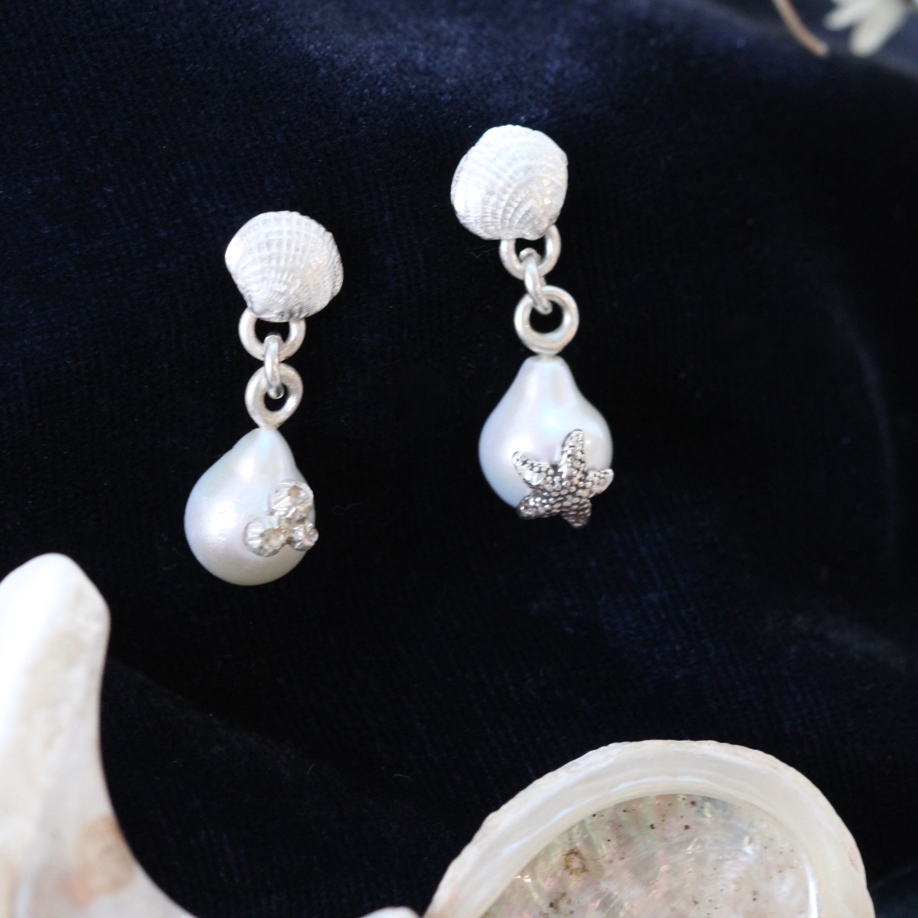 Pearl and Clam Shell Post Earrings Pacific Coast Collection