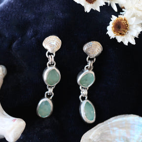 Clam Shell and Peruvian Opal Post Earrings Pacific Coast Collection