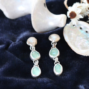 Clam Shell and Peruvian Opal Post Earrings Pacific Coast Collection