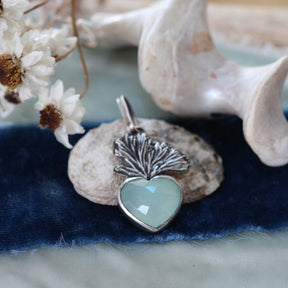 Aqua Chalcedony Sacred Heart Charm Pacific Coast Collection