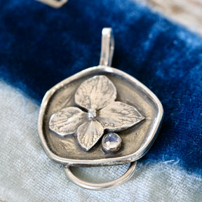 Hydrangea and Moonstone Charm Keeper Pendant