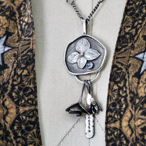 Hydrangea and Moonstone Charm Keeper Pendant