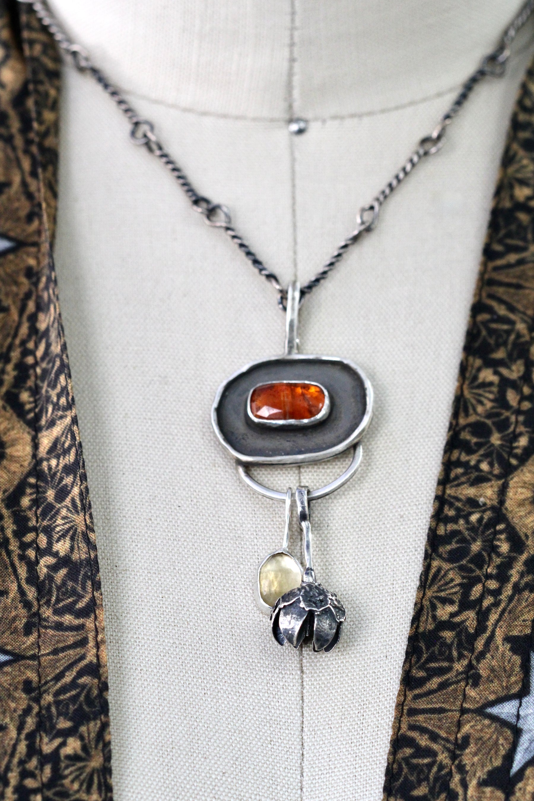 Orange Kyanite Charm Keeper Pendant