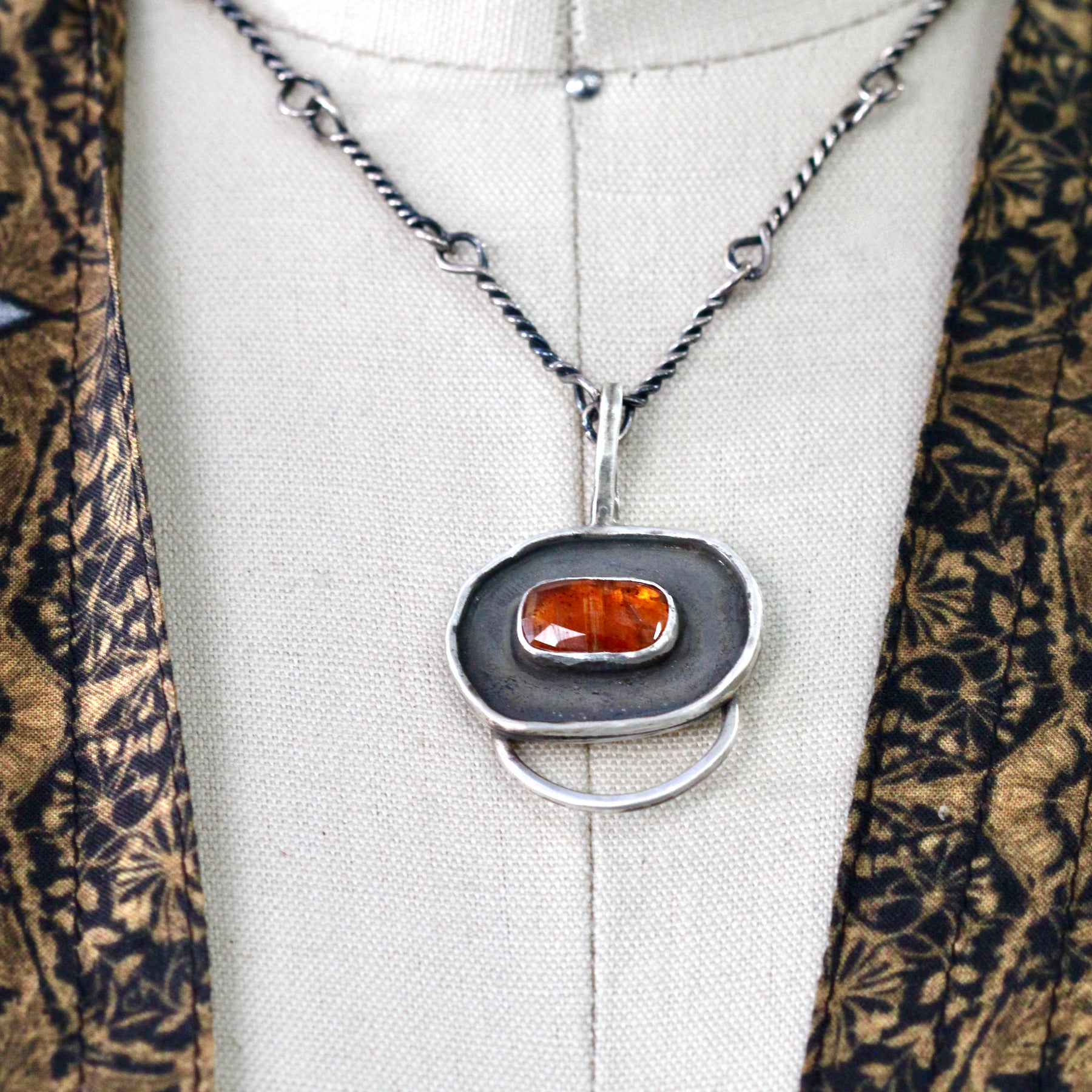 Orange Kyanite Charm Keeper Pendant