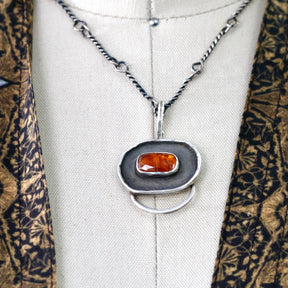 Orange Kyanite Charm Keeper Pendant