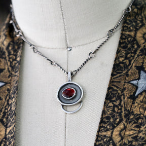 Red Garnet Charm Keeper Pendant