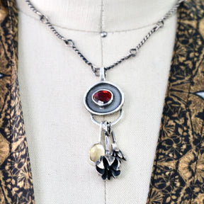 Red Garnet Charm Keeper Pendant