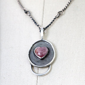 Rose cut Ruby Heart Charm Keeper Pendant