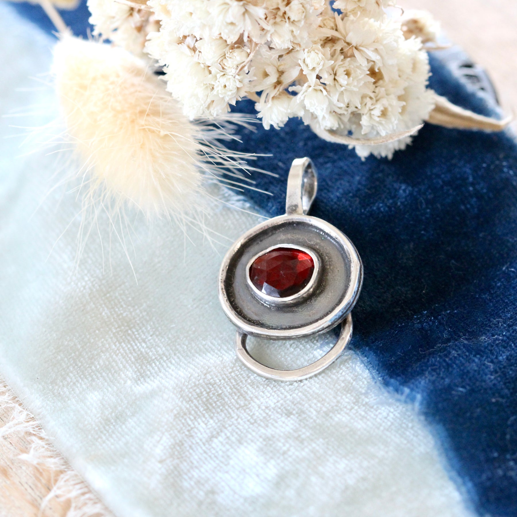 Red Garnet Charm Keeper Pendant