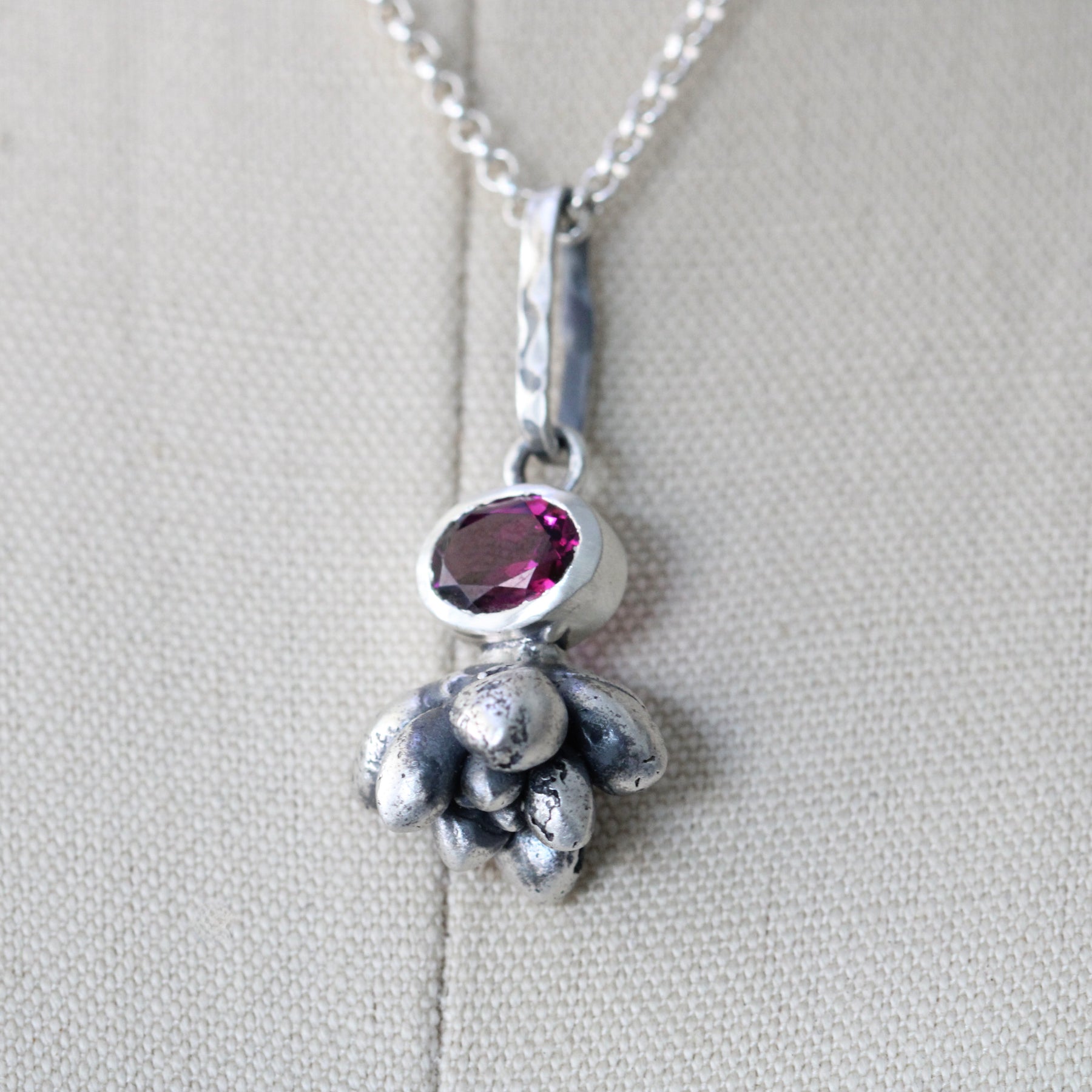 Rhodolite sterling silver succulent Botanical Charm